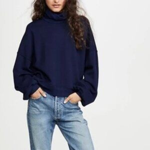 Rodebjer Lanica Wool Cotton Knit Loose Fit Navy Sweater Size Small Quiet Luxury